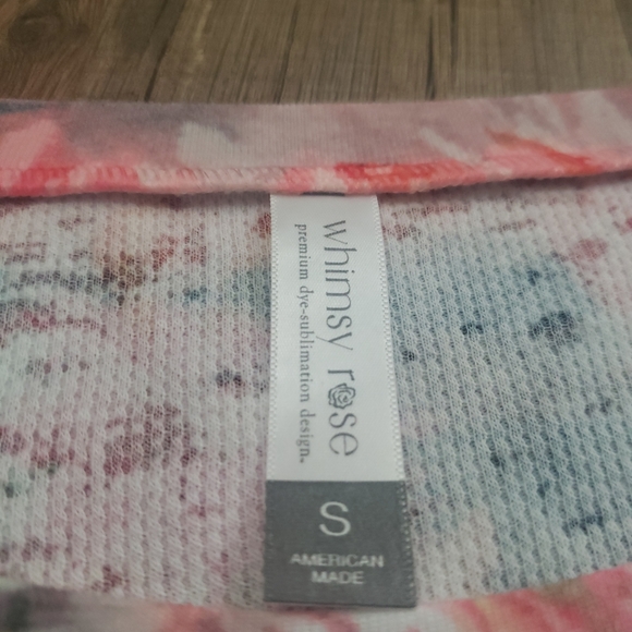 Whimsy rose floral waffle top sz s 3/4 sleeve - Picture 2 of 5
